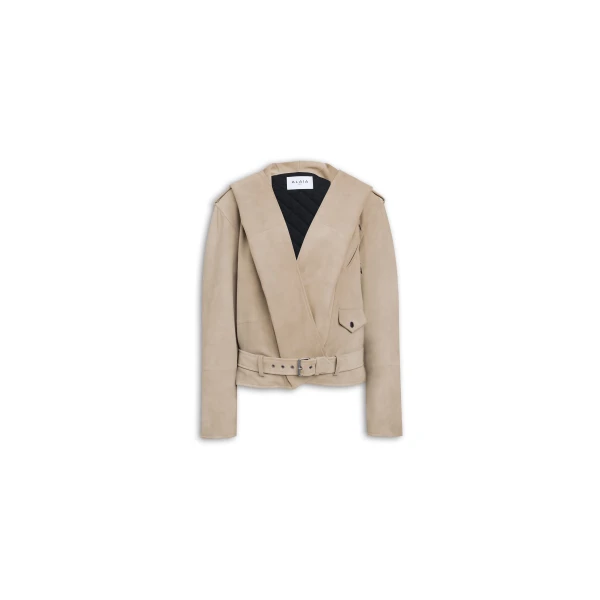 Alaïa Suede Hooded Biker Jacket - ALAÏA Jackets - Laser Cut Luxury - Shop at Luxury Shoes 
