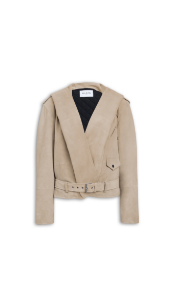 Alaïa Suede Hooded Biker Jacket - ALAÏA Jackets - Laser Cut Luxury - Shop at Luxury Shoes 