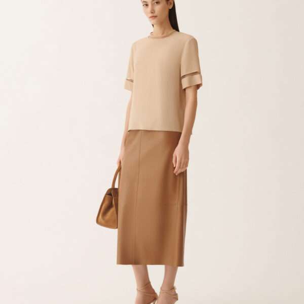 Fabiana Filippi Crepe de Chine Top in Maple, view 2