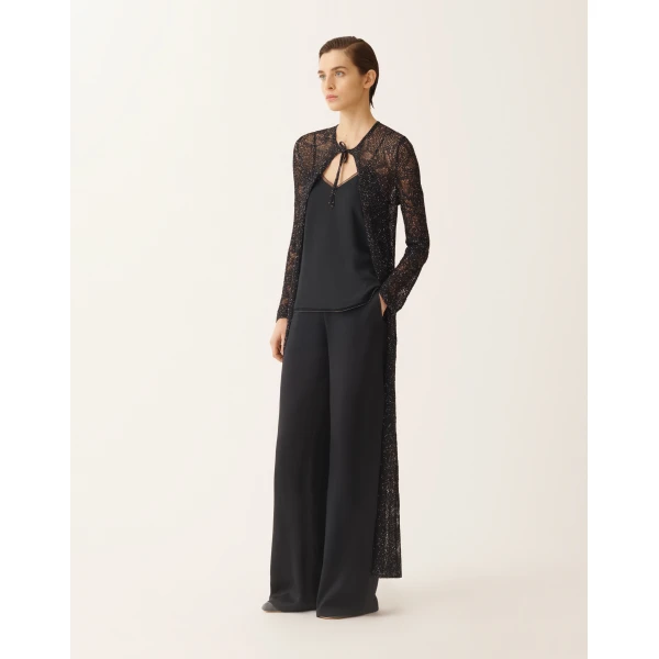 Fabiana Filippi Lingerie Top in Crepe de Chine, Midnight Blue, view 2