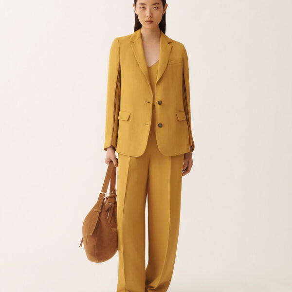 Fabiana Filippi Crepe de Chine Lingerie Top in Mustard, view 2