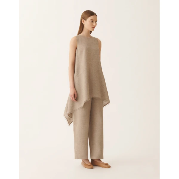 Fabiana Filippi Linen Fabric Top in Dove Grey, view 2