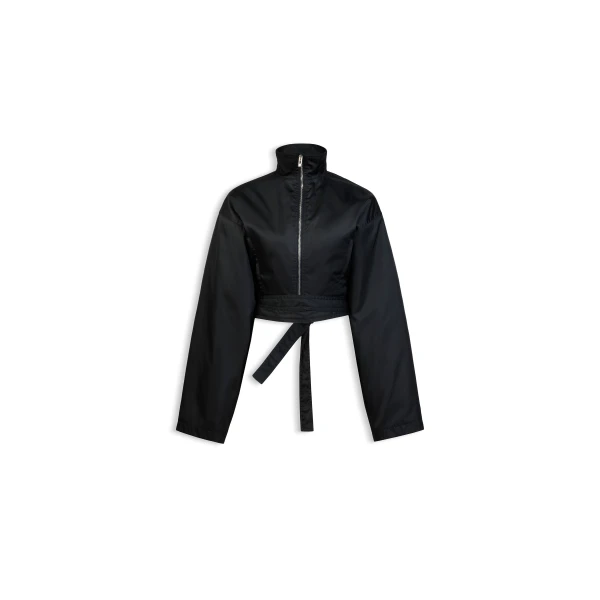 Alaïa Taffeta Belted Bomber - ALAÏA Jackets - Laser Cut Luxury - Shop at Luxury Shoes 