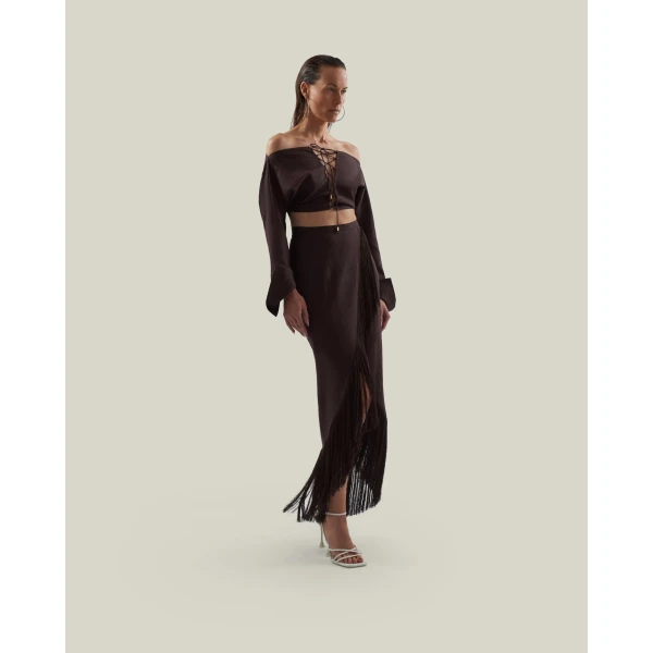 Taller Marmo El Pareo Linen Skirt, view 6