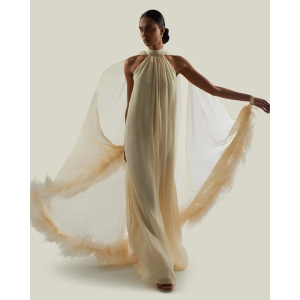 Taller Marmo Feathered Eterea Gown, view 6