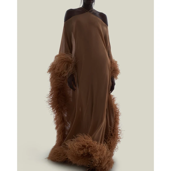 Taller Marmo Feathered Sza Sza Spirito Kaftan, view 6