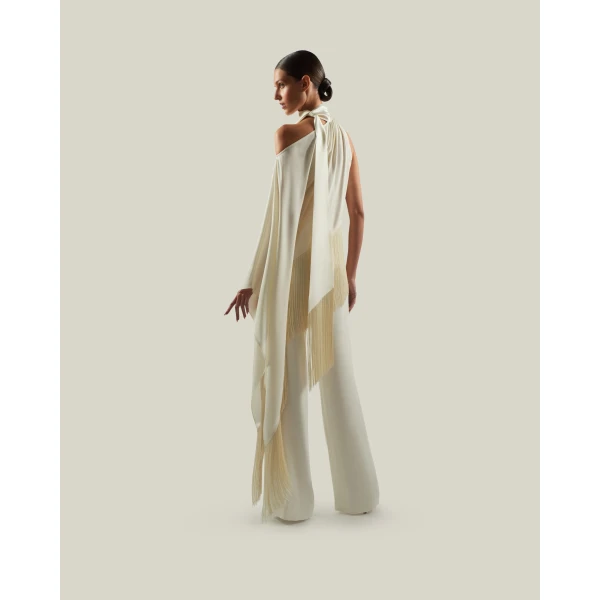 Taller Marmo Fringed Atlas Blouse, view 4