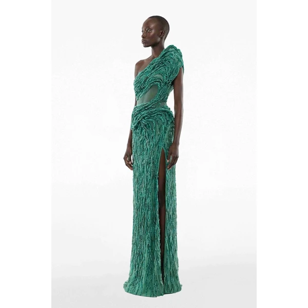 Tony Ward Aqua Green Strapless Cut Out Gown - Dresses - Lebanese Luxury Evening Wear at Luxury Shoes 