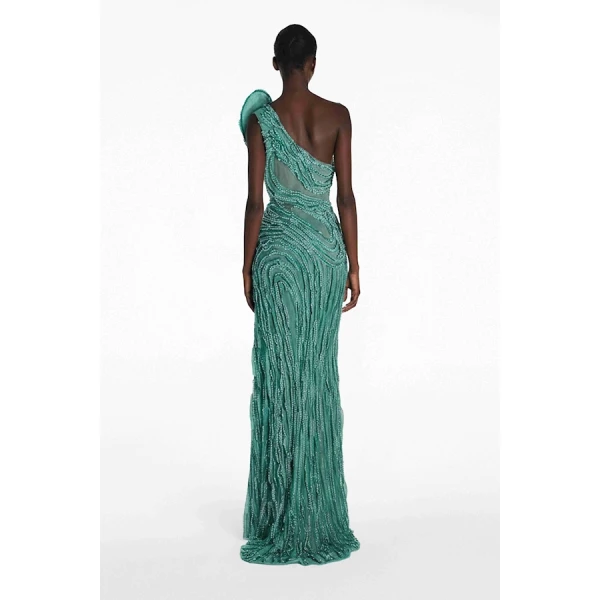 Tony Ward Aqua Green Strapless Cut Out Gown - Dresses - Lebanese Luxury Evening Wear at Luxury Shoes 
