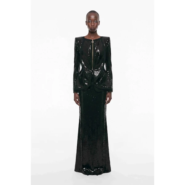 Tony Ward Black Sequin Skirt and Jacket Set - Jackets - Lebanese Luxury Evening Wear at Luxury Shoes 