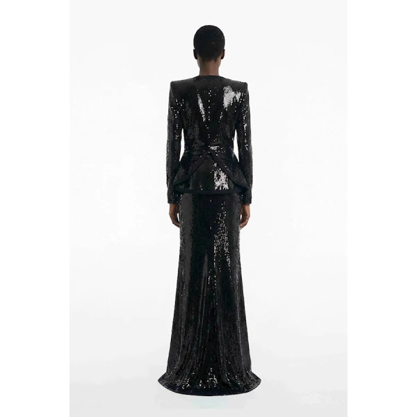 Tony Ward Black Sequin Skirt and Jacket Set - Jackets - Lebanese Luxury Evening Wear at Luxury Shoes 