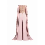Tony Ward Blush Gold Structured Cape Gown - Dresses - Lebanese Luxury Evening Wear at Luxury Shoes 