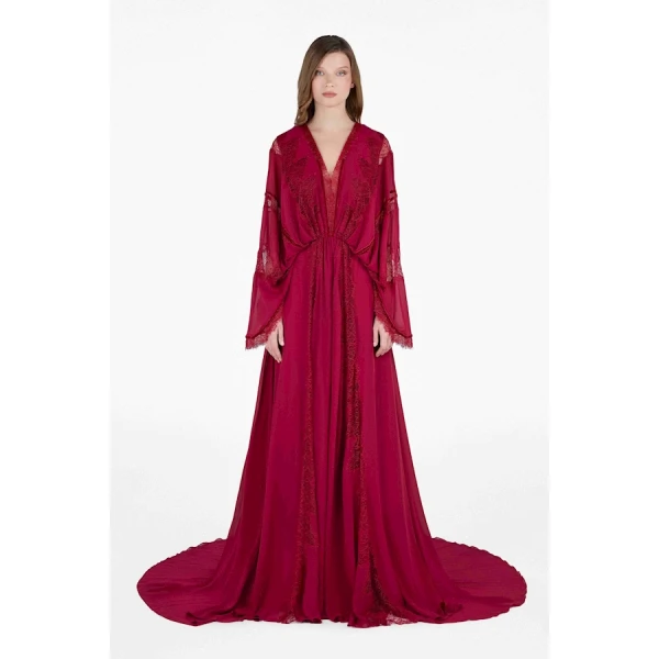 Tony Ward Burgundy Grace Kaftan - kimono - Lebanese Luxury Evening Wear at Luxury Shoes 