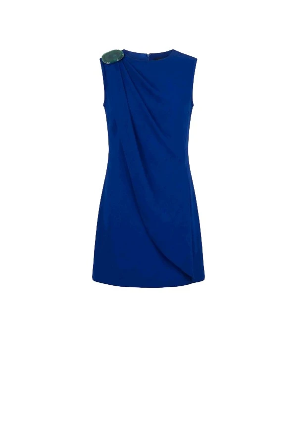 Tony-Ward-Deep-Blue-Crepe-Mini-Dress-with-Brooch-Dresses-539424_nobg Tony Ward Deep Blue Crepe Mini Dress with Brooch - Dresses - Lebanese Luxury Evening Wear at Luxury Shoes