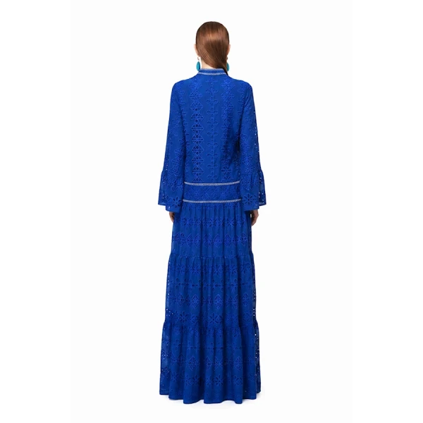 Tony Ward Deep Blue Crochet Kimono Gown - kimono - Lebanese Luxury Evening Wear at Luxury Shoes 