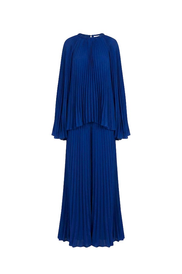 Tony Ward Deep Blue Pleated Top and Wide Leg Pants