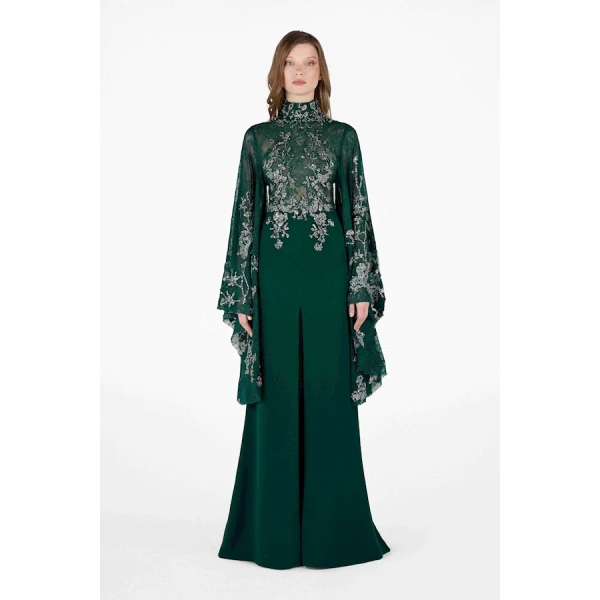 Tony Ward Emerald Bloom Slit Dress - Dresses - Lebanese Luxury Evening Wear at Luxury Shoes 