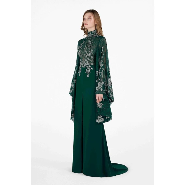 Tony Ward Emerald Bloom Slit Dress - Dresses - Lebanese Luxury Evening Wear at Luxury Shoes 
