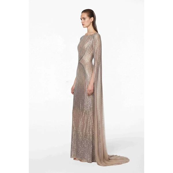 Tony Ward Gold Beaded Column Gown - Dresses - Lebanese Luxury Evening Wear at Luxury Shoes 
