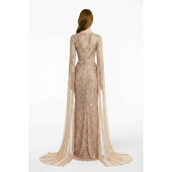 Tony Ward Gold Beaded Column Gown - Dresses - Lebanese Luxury Evening Wear at Luxury Shoes 