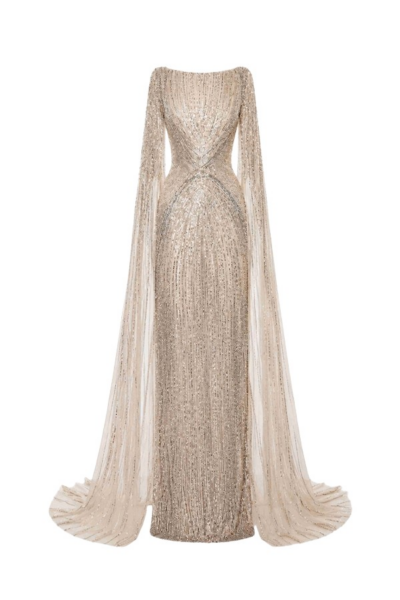 Tony Ward Gold Beaded Column Gown - Dresses - Lebanese Luxury Evening Wear at Luxury Shoes 