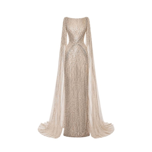 Tony Ward Gold Beaded Column Gown - Dresses - Lebanese Luxury Evening Wear at Luxury Shoes 