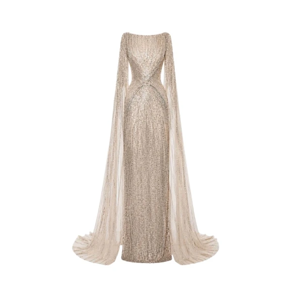 Tony Ward Gold Beaded Column Gown - Dresses - Lebanese Luxury Evening Wear at Luxury Shoes 