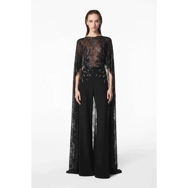 Tony Ward Mauve Lace and Crepe Jumpsuit - Jumpsuit - Lebanese Luxury Evening Wear at Luxury Shoes 