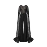 Tony Ward Mauve Lace and Crepe Jumpsuit - Jumpsuit - Lebanese Luxury Evening Wear at Luxury Shoes 