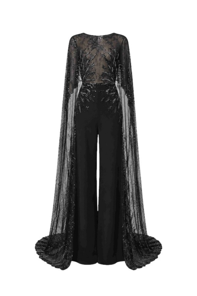 Tony Ward Mauve Lace and Crepe Jumpsuit - Jumpsuit - Lebanese Luxury Evening Wear at Luxury Shoes 