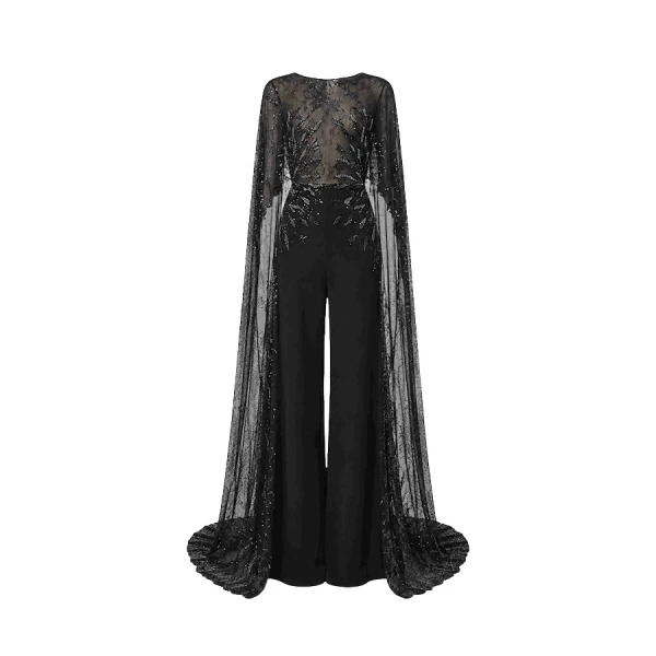 Tony Ward Mauve Lace and Crepe Jumpsuit - Jumpsuit - Lebanese Luxury Evening Wear at Luxury Shoes 