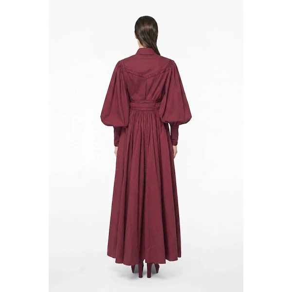 Tony Ward Mauve Poplin Puff Sleeve Midi Dress - Dresses - Lebanese Luxury Evening Wear at Luxury Shoes 