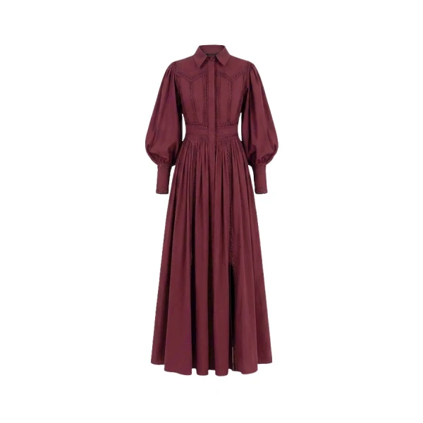 Tony Ward Mauve Poplin Puff Sleeve Midi Dress - Dresses - Lebanese Luxury Evening Wear at Luxury Shoes 