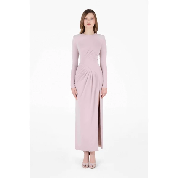 Tony Ward Old Rose Draped Midi Dress - Dresses - Lebanese Luxury Evening Wear at Luxury Shoes 