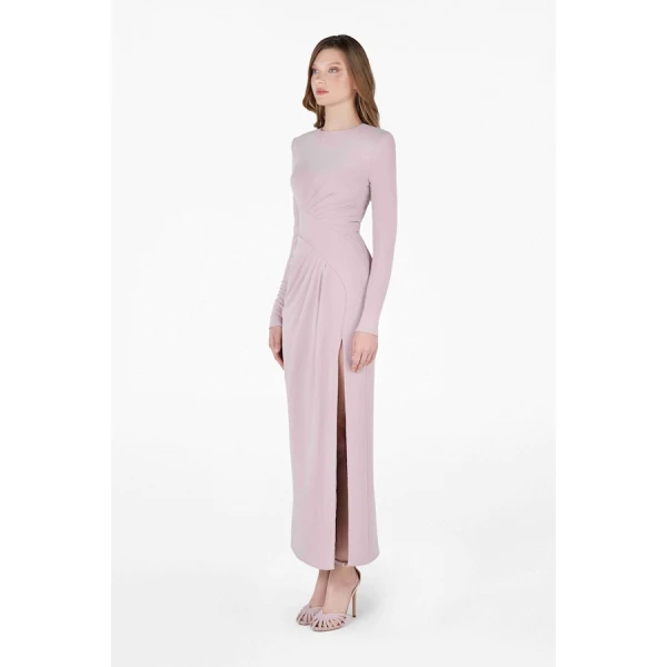 Tony Ward Old Rose Draped Midi Dress - Dresses - Lebanese Luxury Evening Wear at Luxury Shoes 