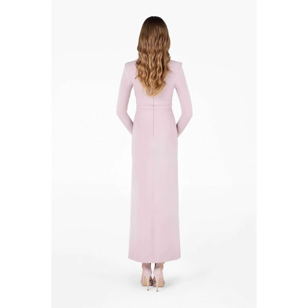 Tony Ward Old Rose Draped Midi Dress - Dresses - Lebanese Luxury Evening Wear at Luxury Shoes 