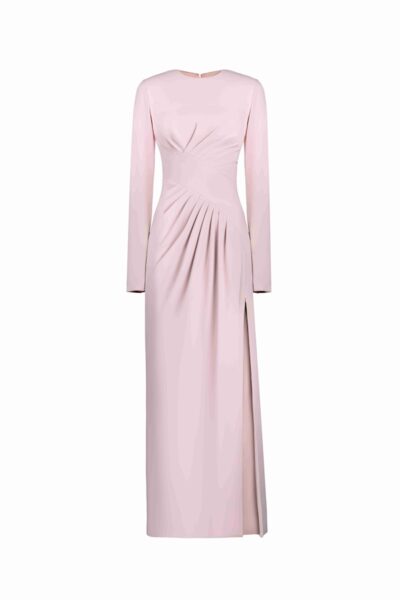Tony Ward Old Rose Draped Midi Dress - Dresses - Lebanese Luxury Evening Wear at Luxury Shoes 