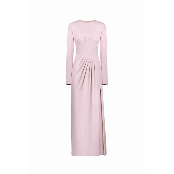 Tony Ward Old Rose Draped Midi Dress - Dresses - Lebanese Luxury Evening Wear at Luxury Shoes 