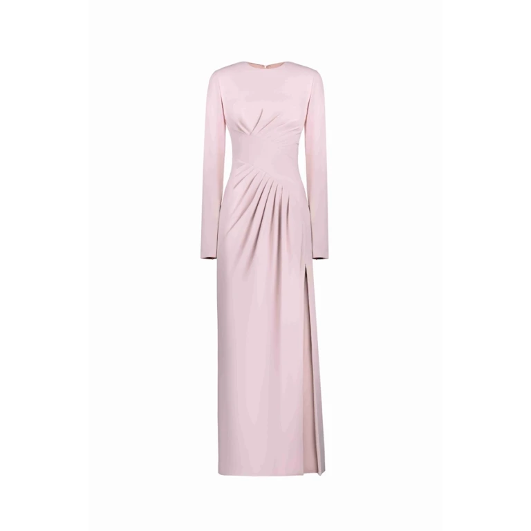 Tony Ward Old Rose Draped Midi Dress - Dresses - Lebanese Luxury Evening Wear at Luxury Shoes 