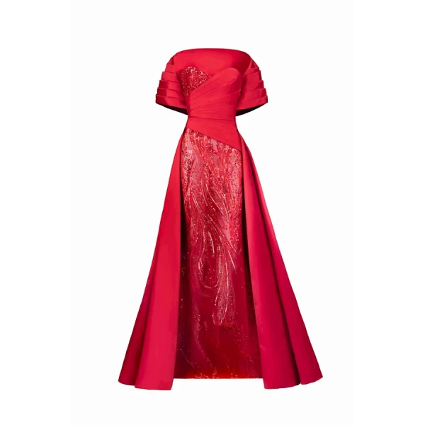 Tony Ward Red Heart Corset Maxi Dress - Dresses - Lebanese Luxury Evening Wear at Luxury Shoes 