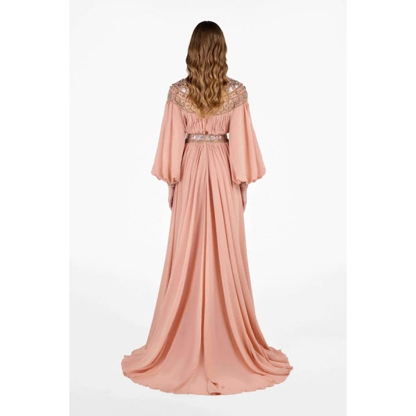 Tony Ward Romantic Old Rose Pleated Dress - Dresses - Lebanese Luxury Evening Wear at Luxury Shoes 