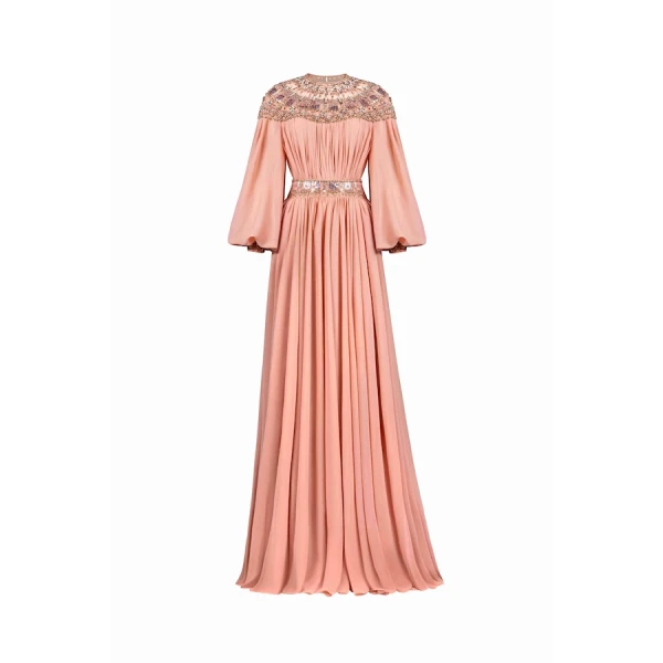 Tony Ward Romantic Old Rose Pleated Dress - Dresses - Lebanese Luxury Evening Wear at Luxury Shoes 