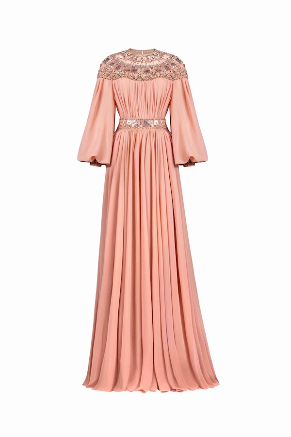 Tony Ward Romantic Old Rose Pleated Dress - Dresses - Lebanese Luxury Evening Wear at Luxury Shoes 