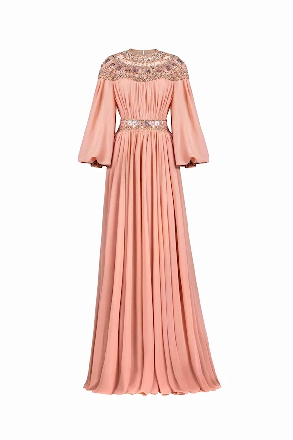 Tony Ward Romantic Old Rose Pleated Dress Tony Ward Romantic Old Rose Pleated Dress - Dresses - Lebanese Luxury Evening Wear at Luxury Shoes