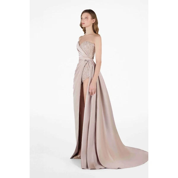 Tony Ward Satin Sculpted Wrap Gown - Dresses - Lebanese Luxury Evening Wear at Luxury Shoes 