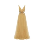 Tony Ward Sunlight Yellow Cut Out Tulle Gown - Dresses - Lebanese Luxury Evening Wear at Luxury Shoes 