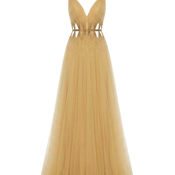 Tony Ward Sunlight Yellow Cut Out Tulle Gown