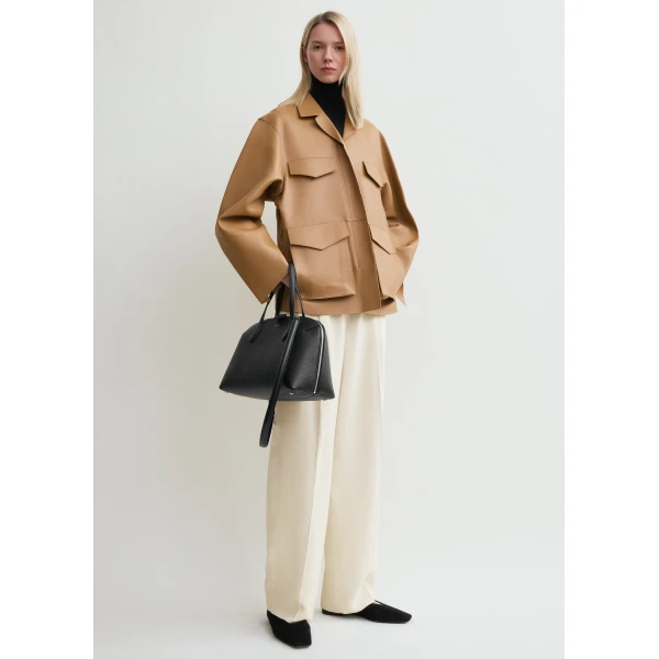 Toteme Army leather jacket in Camel, view 2