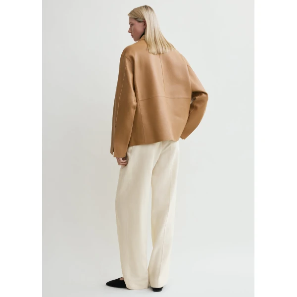 Toteme Army leather jacket in Camel, view 4
