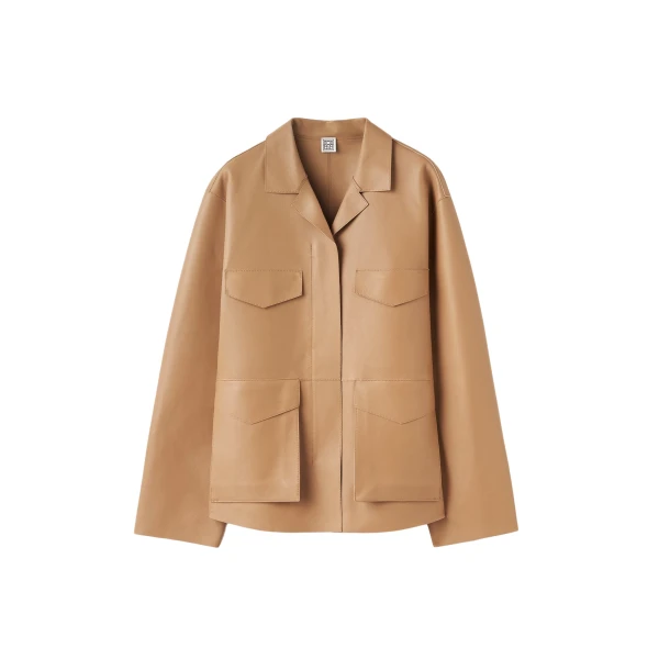 Toteme Army leather jacket in Camel